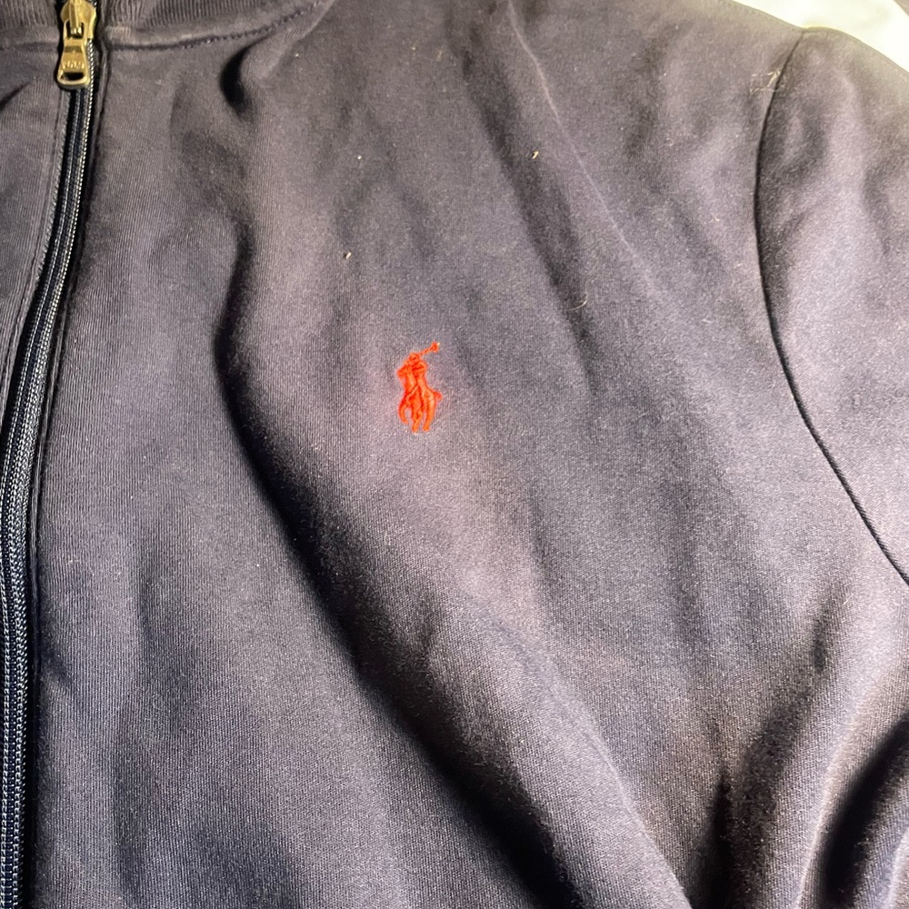 Polo by Ralph Lauren Navy Zip-Up Track Jacket with White Trim - Picture 3 of 4